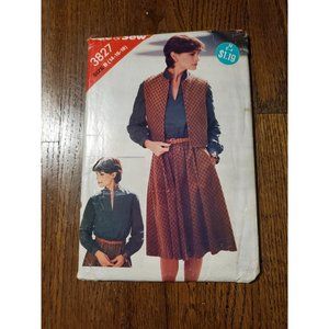 Vest Dress Butterick  See & Sew 14 16 18 Sewing 3827 Pattern VTG 80's UC FF Knee
